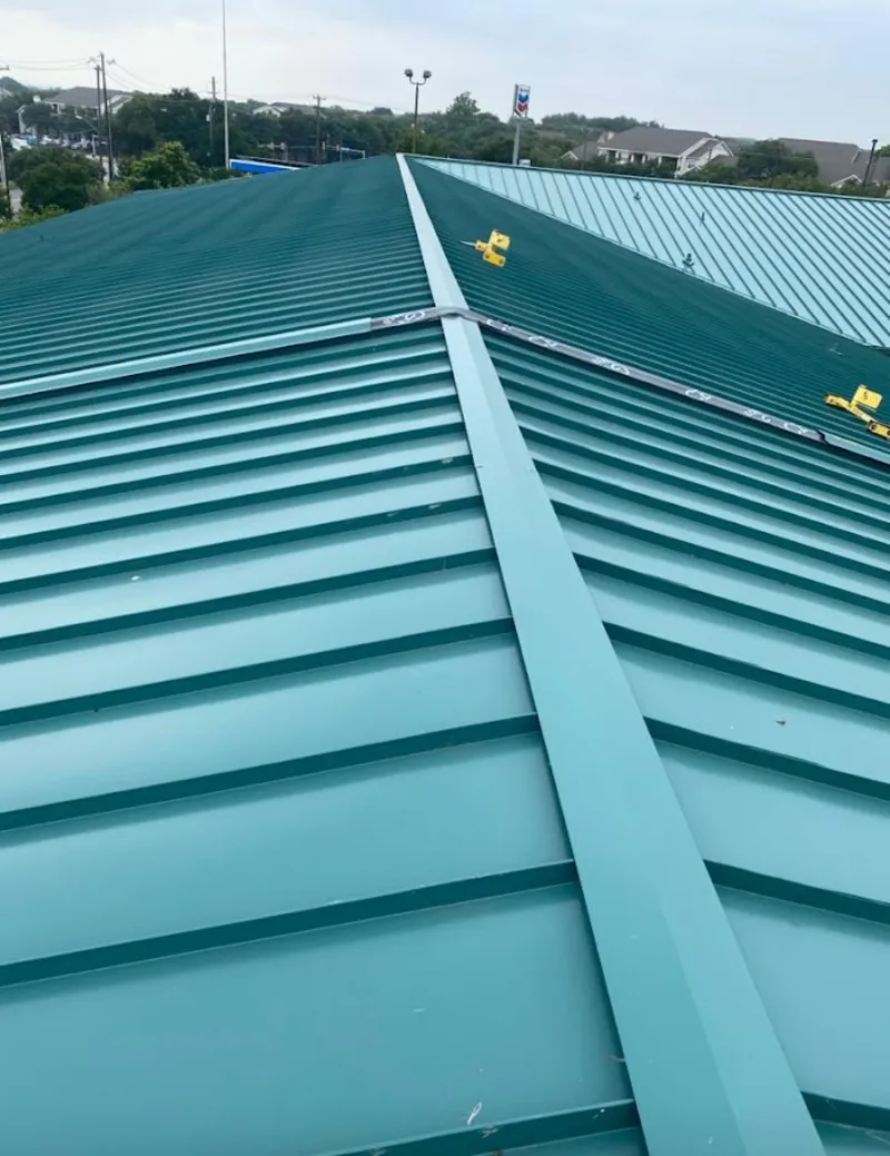 Green commercial metal roof ridge and valley for Metal Roof Repair in Talladega